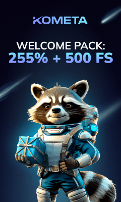 255% + 500 FS бонус за регистрацию в Kometa Casino